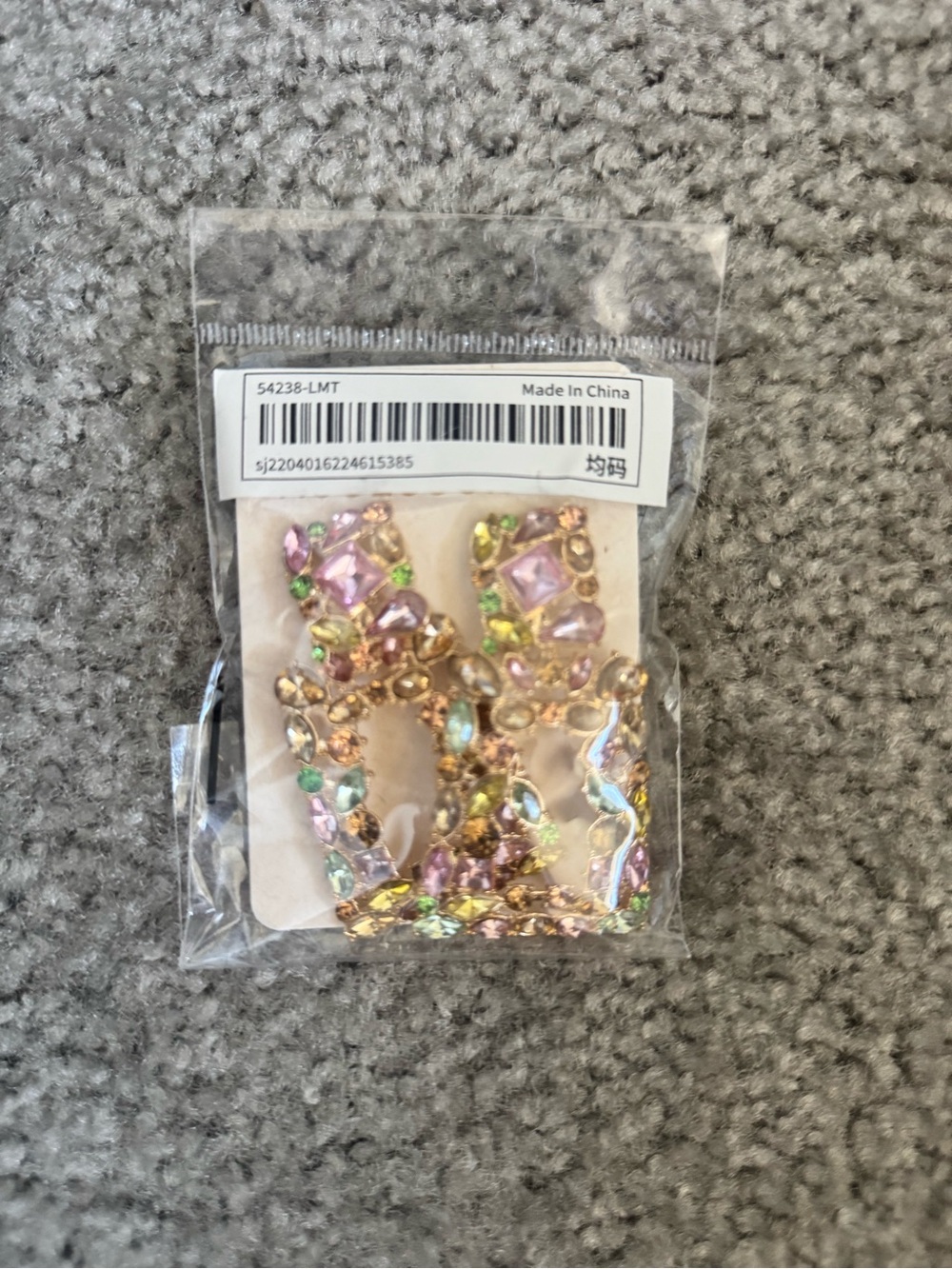 Gold-tone Multicolor Rhinestone Dangle Earrings